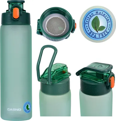 Image de Bouteille Casno Tennessee Clear 750 ml, bouteille d'eau sans BPA, Tritan, bouteille de sport, bouteille pour le vélo, les activités de plein air et le fitness, légère, verte.