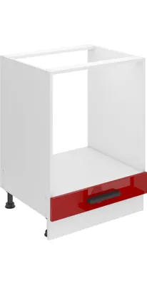 Produktbild von Belini Unterschrank Küche, Küchenunterschrank 60 cm Breite. SDP Küchenunterschrank ohne Arbeitsplatte. Küchenschrank ohne Tür, mit Schubladen, Rot Hochglanz