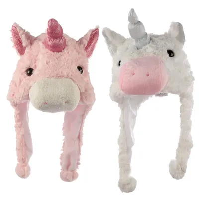 Produktbild von Puckator Plüsch Einhorn Mütze weiß für Mädchen