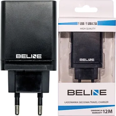 Obrázek produktu pro Beline Ład. Síť. 1Xusb A 1Xusb-C 5A 18W Černá/Černá (Pouze Hlava)