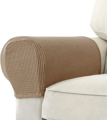 Produktbild von 2er-Set Jacquard Stretch Sofa Sessel Armlehnenbezüge Anti-Rutsch-Mbelschutz Armlehnen Schonbezüge für Sofa Liege mit en Befestigungswerkzeugen Drehstifte,