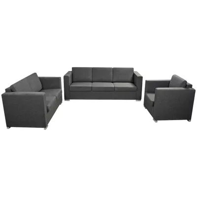 Image de vidaXL Ensemble de canapés trois pièces tissu gris foncé
