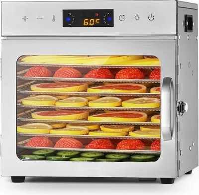 Zdjęcie produktu dla Odwadniacz ze stali nierdzewnej z 8 tacami - moc 400 W - do suszonych owoców i nie tylko