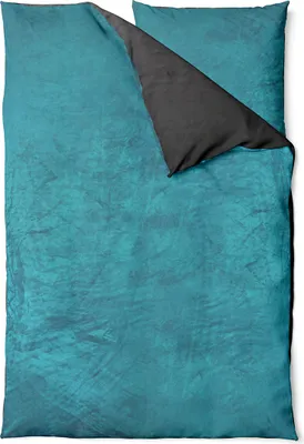 Produktbild von Winter Bettwäsche Teddy Plüsch 155x220 + 80x80 Bettbezug Cashmere Touch Nicki Uni / Wende Petrol Anthrazit