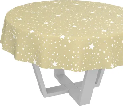 Produktbild von Tischdecke Minimalistisch Sterne Beige Rund 120cm Schnittkante Wachstuch abwaschbar