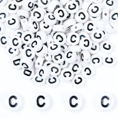 Immagine prodotto di Perline a forma di lettera "C", 500 pezzi, in acrilico, 4x7 mm, set per la creazione di gioielli