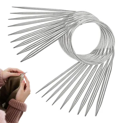 Produktbild von Rundstricknadeln Set 9 Stück 100 cm 2-10 mm Edelstahl