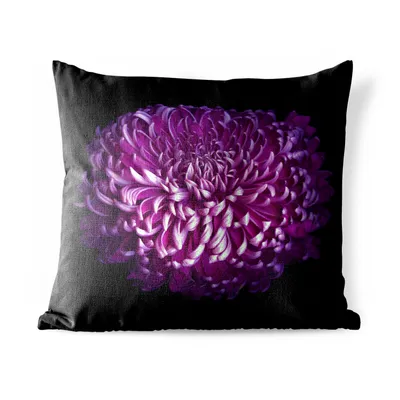 Obrázek produktu pro MuchoWow® Vnější polštář - Listy fialového květu na černém pozadí -45x45 cm- Odolnost proti povětrnostním vlivům - polštář do obývacího pokoje