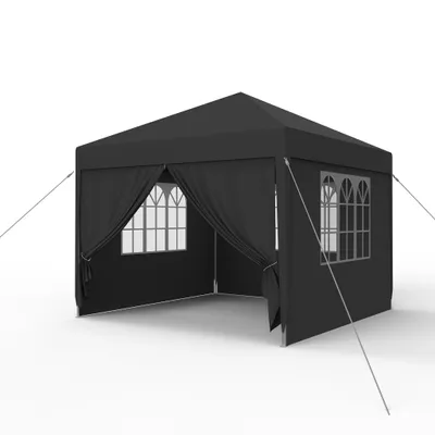 Produktbild von UISEBRT 3x3m Partyzelt Pavillon Wasserdicht Stabil Gartenpavillon Anti-UV mit Seitenteilen und großen Fenstern Gartenzelt Festzelt für Garten Party Anthrazit