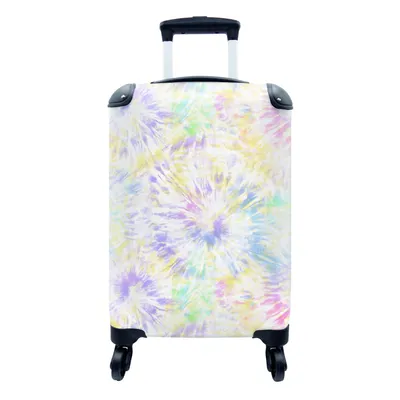 Produktbild von MuchoWow® Koffer Handgepäck Trolley Rollkoffer Kleine Reisekoffer mit 4 Rollen - Sommer - Muster - Regenbogen - Krawattenfärbung - Cabin Size < 55x40x23 cm & 55x40x20 cm - Fotokoffer - Kabinenkoffer - Boardgepäck - Reise-Box - Reisekoffer - Reisegepäck - Koffer mit Bild - Trolley für Kinder