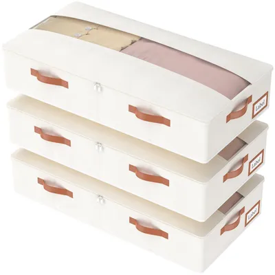 Produktbild von Omgoods – Set aus 3 Unterbett-Aufbewahrungsboxen mit transparentem Deckel