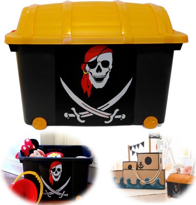 LS-LebenStil XL Spielzeugkiste Piratenkiste 60x40cm Schatztruhe Aufbewahrungsbox Aufbewahrungsbox Aufbewahrung Ordnungsbox Ordnung Piratenbox