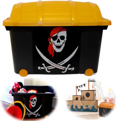 Produktbild von LS-LebenStil XL Spielzeugkiste Piratenkiste 60x40cm Schatztruhe Aufbewahrungsbox Aufbewahrungsbox Aufbewahrung Ordnungsbox Ordnung Piratenbox