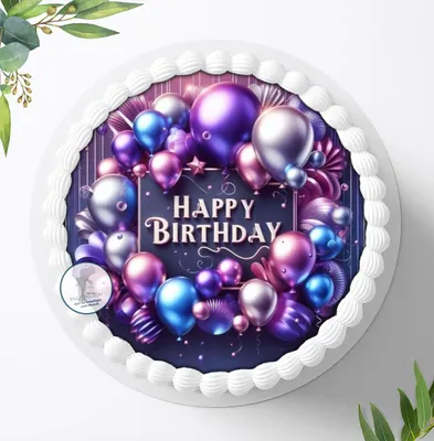Produktbild von Für die Geburtstags Torte ein Tortenaufleger, Zuckerbild mit dem Motiv: Happy Birthday, Essbares Foto für Torten, Fondant, Ø 20cm, 2346z