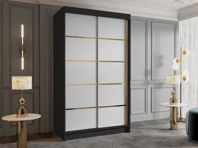 Obrázek produktu pro Vysoká šatní skříň 100 cm SINTON - černá / bílá