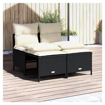 Produktbild von 4-teiliges Rattan Gartenmöbel Set, Gartenlounge Set, Balkonlounge Set, Terrassenmöbel, Lounge Sofa, Gartenset mit Kissen Schwarz