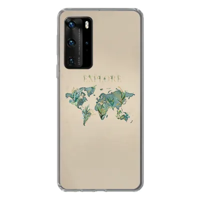Produktbild von MuchoWow® Handyhülle Schutzhülle Hülle für Huawei P40 Pro Weltkarte - Pflanzen - Wasser Silikon Softcase Handy Hülle - Schutz