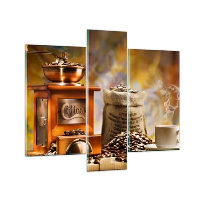 Produktbild von Bilder auf glas - Kaffee Körner Mühle Tasse - 95x80cm - Glasbilder - Wandbilder - Kunstdruck - zum Aufhängen bereit - Wanddekoration aus Glas - Glas Bilder - Wandbild auf Glas - GCB95x80-2592
