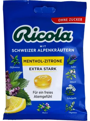 Image de Ricola o.Z.Beutel Menthol-Citron extra fort Bon. 75 g