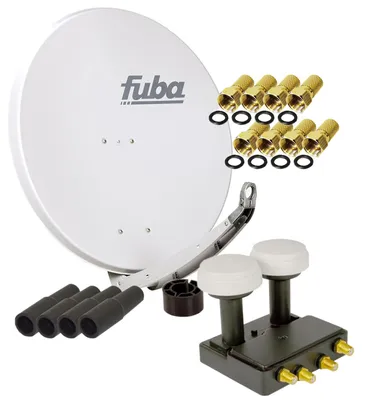 Produktbild von FUBA SAT Anlage DAA 850 G ALU Grau PremiumX Quad Monoblock 8x F-Stecker 4x Tülle