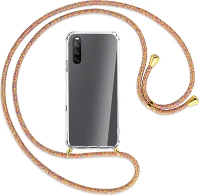 Produktbild von Handykette Backcover-Schutzhülle mit Band (Metall goldfarben) für Sony Xperia 10 III - Rainbow