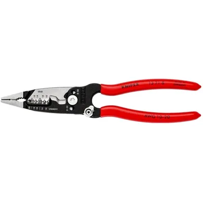 Zdjęcie produktu dla KNIPEX 13 71 8 WireStripper wielofunkcyjne szczypce dla elektryków model amerykański z powłoką z tworzywa sztucznego czarne atramentowane 200 mm