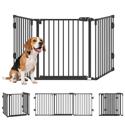 Produktbild von Absperrgitter Hund freistehend klappbar, Türschutzgitter Treppen 202,5x76 cm