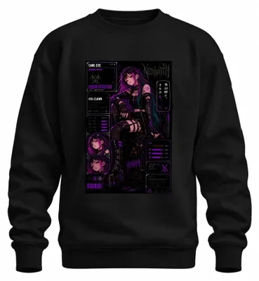 Produktbild von Neonwitch Cyberpunk Anime Girl Gothic E-Girl Japan Y2K Manga Sweatshirt Pullover, Schwarz, M