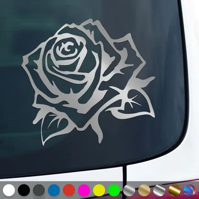 Produktbild von PantherPixel Rose Aufkleber Blumen Kletterrosen Pfingstrosen Sticker Auto Geschenkidee Farbe Silber