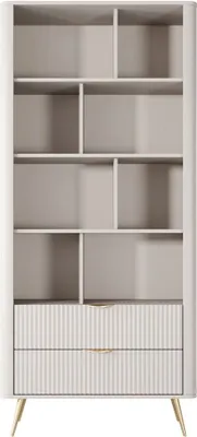 Produktbild von GrainGold Regal Latina - Bücherregale - Regal mit zwei Schubladen, Modern Regal, Standregal - Regal Beige