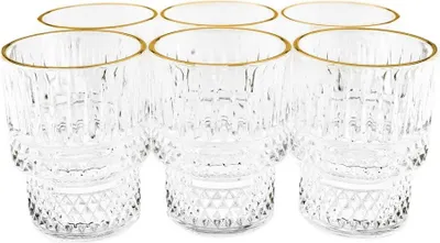 Produktbild von Elegante Gläser 6-teilig mit Goldumrandung & Rifflemuster 175ml transparent