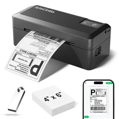 Etikettenprinter 4x6, Bluetooth, Thermoprinter, Schwarz
