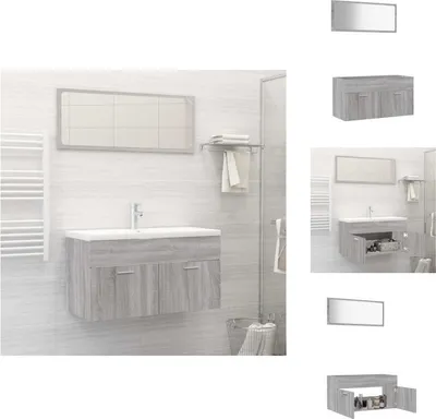 Produktbild von vidaXL 2-tlg. Badmöbel-Set Grau Sonoma Holzwerkstoff - Badezimmermöbel-Sets