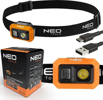 Zdjęcie produktu dla Mała lekka latarka czołowa czołówka akumulatorowa 500lm USB C COB LED NEO