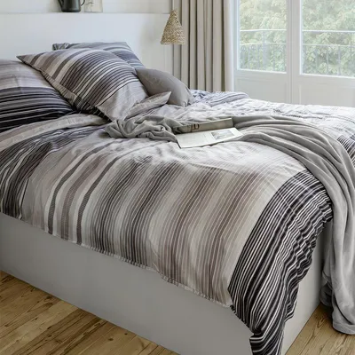 Produktbild von Irisette Mako-Satin Bettwäsche Wave 8651 grau 135x200 cm + 80x80 cm