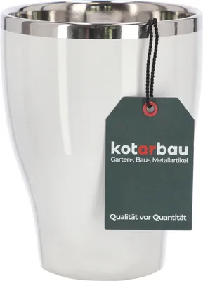 Produktbild von KOTARBAU® Runder Blumentopf Hoch Keramik Weiß Silber ⌀ 13 cm Pflanztopf