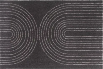 Produktbild von Primaflor Schmutzfangmatte VELVET - Semicircle Anthrazit - 60x90cm - Strapazierfähige Türmatte, Rutschfester Türvorleger, Sauberlaufmatte Modernes Design