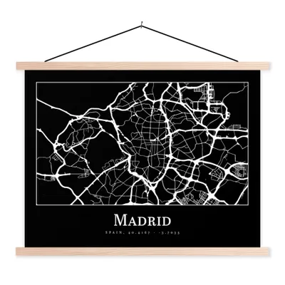 Produktbild von MuchoWow® Textilposter Madrid - Karte - Stadtplan 40x30 cm mit holzfarbenen Rahmen - Bilder