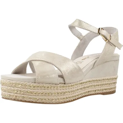 Produktbild von Tamaris Damen Plateau Sandalen Leder Keilabsatz Sommer; CHAMPAGNE/beige; 39 EU