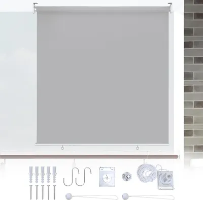 Produktbild von Faziango 2er Set Senkrechtmarkise 140x140 cm Balkonmarkise Hellgrau Sichtschutz Sonnenschutz UV beständig wasserdicht Balkon Terrasse