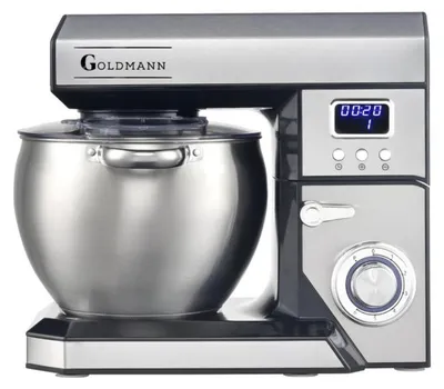 Obrázek produktu pro Planetární mixér Goldmann GM-1115BD, 2200W, 8,5 l, 6 rychlostí + impulzy, Časovač, Nerezová mísa, LED, Nerez