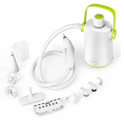 Produktbild von Dampfreiniger Handgerät 1000W mit 300 ml Wassertank, Dampfreinigungsgerät mit 10 Zubehör, Steam Cleaner für Polster Teppiche Fenster Küche Bad (Grün)