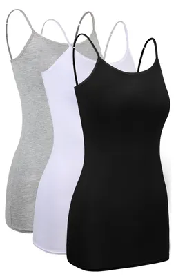 Imagen del producto de Camiseta sin mangas con tirantes finos ajustables - Camiseta de tirantes para mujer - Camiseta deportiva - Camiseta sin mangas - Pack de 3 unidades - Cómoda y elástica