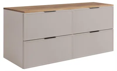 Zdjęcie produktu dla Szafka Łazienkowa Wisząca Stojąca Pod Umywalkę 120 Cm Kaszmir Blat Dąb
