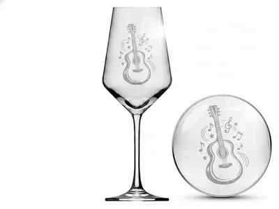 Produktbild von Valhalla Weinglas Gravur Gitarre 1 Stück 350ml spülmaschinenfest für Musikliebhaber