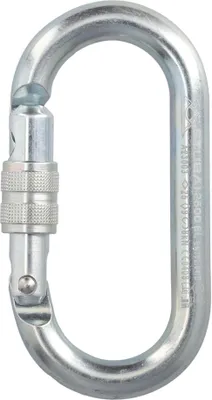 Produktbild von STUBAI Stahl-Karabiner | Stahlkarabiner OVAL 40 kN mit Schraubsicherung | Schraubkarabiner | Karabinerhaken | Karabiner zum Klettern, Topropen, Industrieklettern
