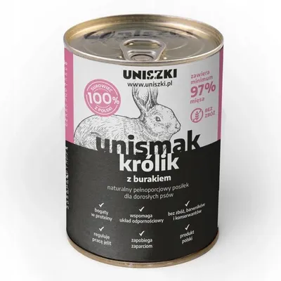 Imagen del producto de UNISZKI UNIsmak: Conejo con remolacha - Alimento húmedo para perros - 400g