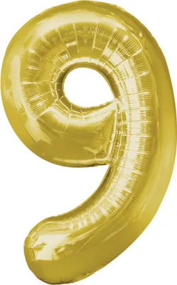 Obrázok produktu pre Fóliový balón číslo 9 zlatý - 88 cm