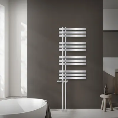 Obrázek produktu pro LuxeBath Designové koupelnové otopné těleso, 500x1000 mm, chrom, připojovací sada termostatu přes podlahu, bez topného tělesa