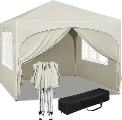 Obrázok produktu pre Párty stan Bolt Edge - béžový - ľahko rozkladací pavilón - skladací párty stan - odolný voči vode a UV žiareniu - 3x3 m - nastaviteľná výška
